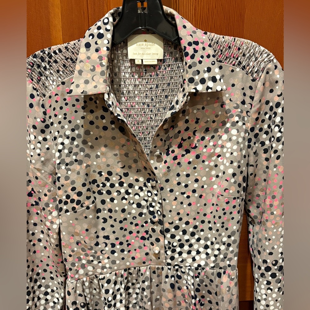 Kate Spade Soirée Dot Smocked Dress - Picture 5 of 13